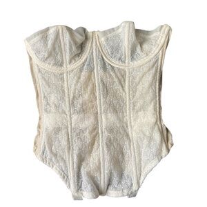 Pinup Girl Bullet Bra Corset Cream Lace Top